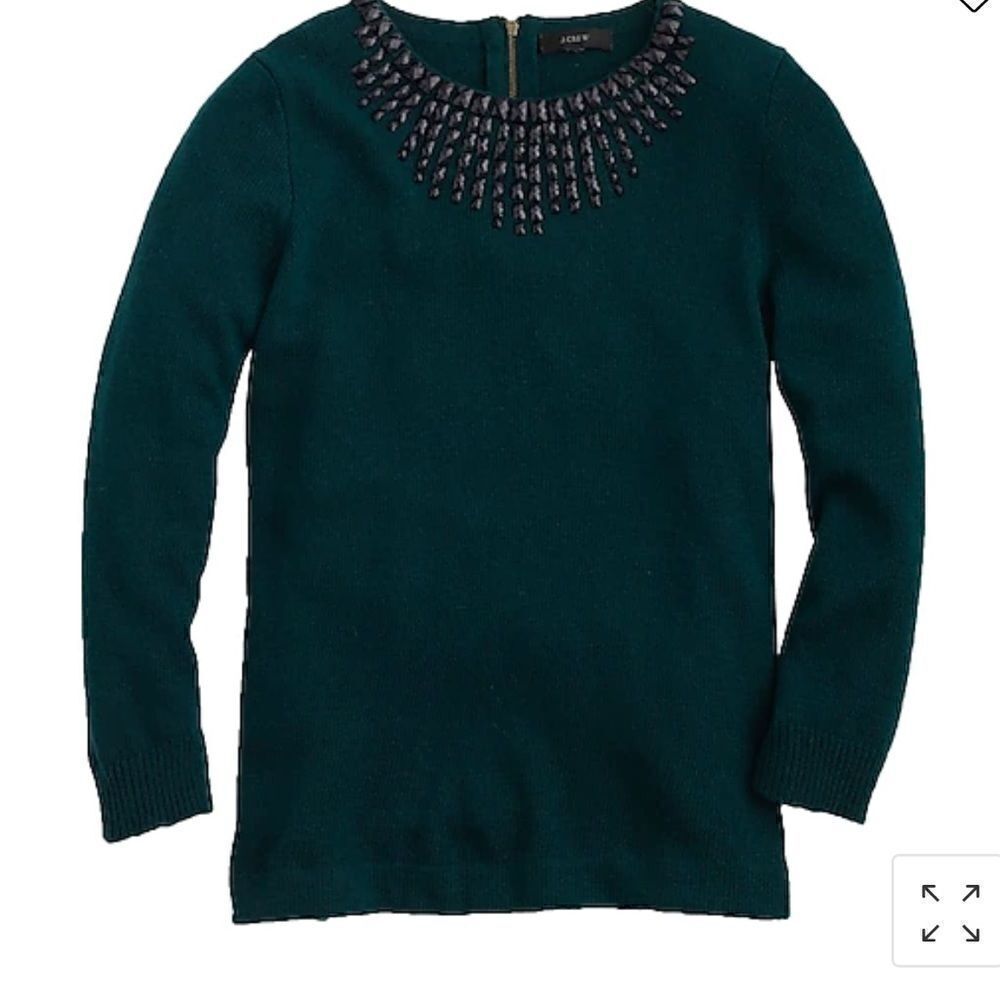 J. Crew | Black Jeweled Starburst Pullover Crew Neck Wool Blend Sweater | S